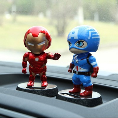 Solar shake the head toy Iron Man Captain America Action Figure Car model decor    121977291816